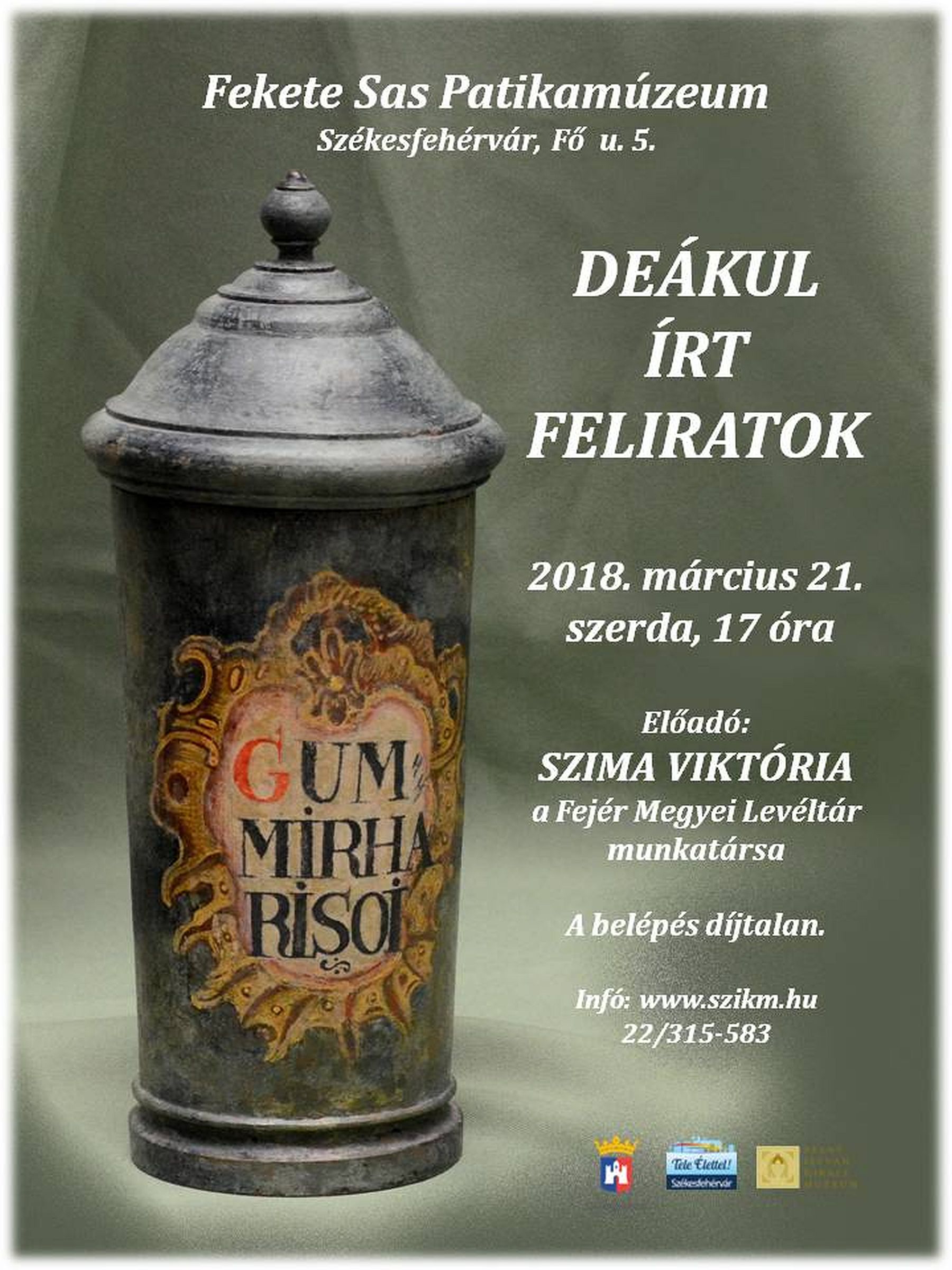 Deákul írt feliratok - Szima Viktória előadása a Fekete Sas Patikamúzeumban